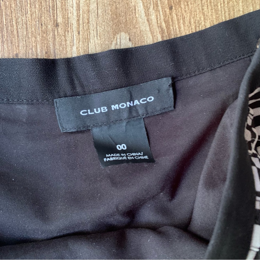 Club Monaco Pleated Midi Skirt Size 00 Black White Geometric Print - Picture 7 of 9